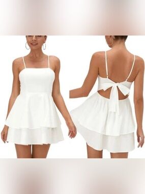 🍉3/$25 HALARA Everyday Adjustable Straps Tie Back Tiered Dress NWOT!
